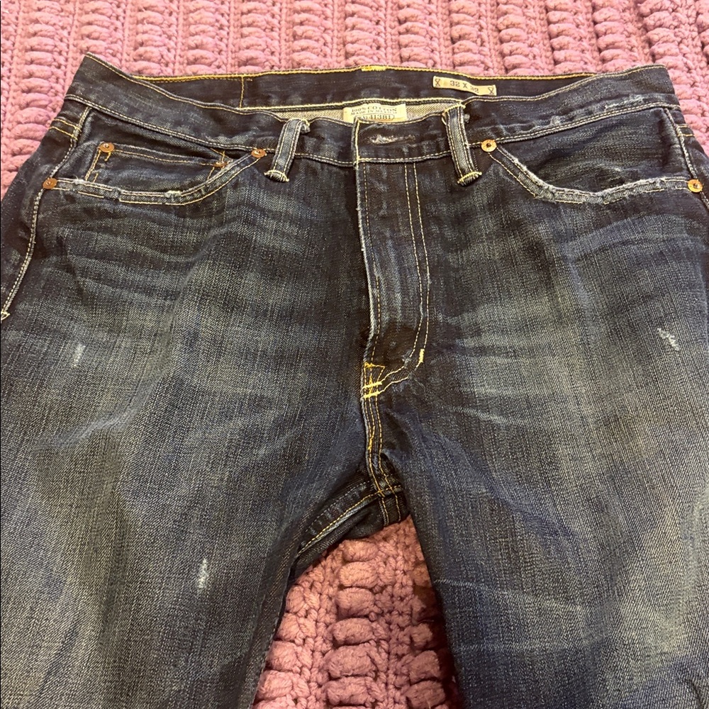Polo Ralph Lauren Dark Wash Denim Jeans - Yellow Stitch 32x 32 Rn41381 cotton - Picture 5 of 11